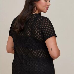 🔲 NWT Torrid Sheer Geometrical Crew Neck Tee - Mesh Black | Size 3X